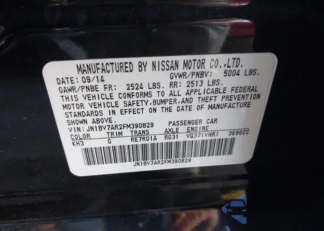 2015 Infiniti Q50 Premium z USA, uszkodzony, nr VIN JN1BV7AR2FM390829